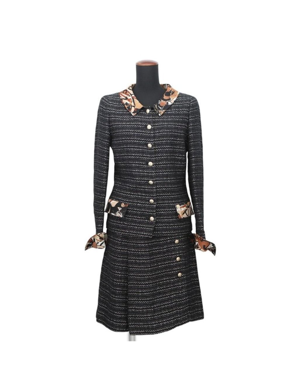 Chanel Tweed Suit CC Logo 36 Jacket Skirt